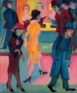 Cena de rua pela barbearia; Cena de rua em frente à barbearia, 1926 de Ernst Ludwig Kirchner