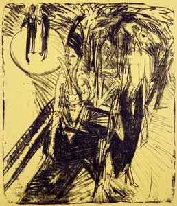 Caminhantes de rua em Kurfurstendamm de Ernst Ludwig Kirchner