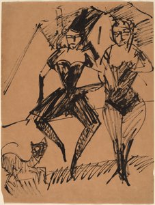 Dois dançarinos com um gato de Ernst Ludwig Kirchner