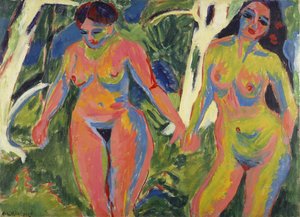 Duas mulheres nuas em uma madeira, 1909
