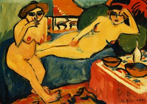 Dois nus em um sofá azul; Dois nus em um sofá azul, c.1910-1920