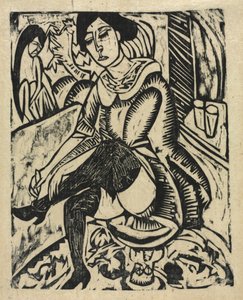 Mulher calçando os sapatos de Ernst Ludwig Kirchner