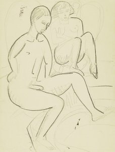 Jovem casal no banheiro de Ernst Ludwig Kirchner