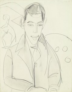 Jovem Poeta (Simon Guttmann), 1911 (grafite sobre papel) de Ernst Ludwig Kirchner
