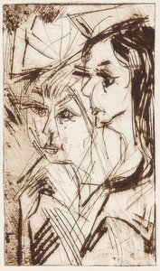 Cabeças de duas meninas. 1919 de Ernst Ludwig Kirchner