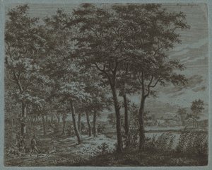 Paisagem com um camponês carregando lenha, c. 1800.