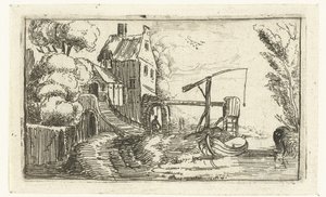Casa ou fábrica em um canal Pequenas paisagens (título da série) de Esaias van de Velde (rejected attribution)