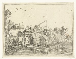 Cervejaria na margem de um rio Pequenas paisagens (título da série) de Esaias van de Velde