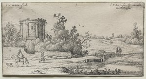 Paisagens: Paisagem com ruínas de um templo romano de Esaias van de Velde