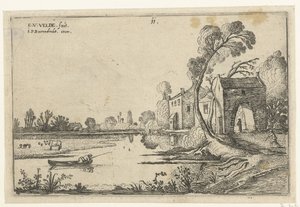Paisagem com um rio e portão
Paisagens (título da série) de Esaias van de Velde