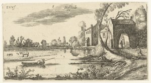 Paisagem com um rio e guarita Paisagens (título da série) de Esaias van de Velde