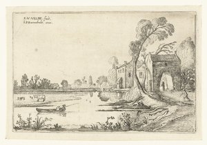 Paisagem com um rio e guarita Paisagens de paisagem (título da série) de Esaias van de Velde