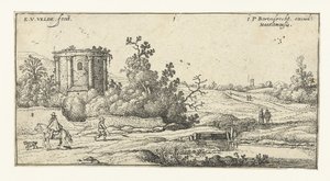 Paisagem com ruínas de um templo romano Paisagens (título da série) de Esaias van de Velde