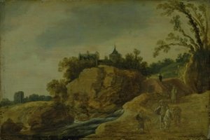 Paisagem rochosa com um castelo de Esaias van de Velde