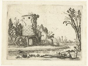 Torre redonda com portão Pequenas paisagens (título da série) de Esaias van de Velde