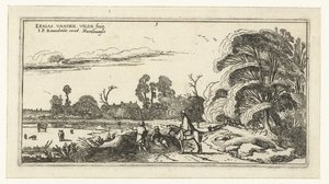Cavaleiro e caminhantes numa estrada perto de Lisse
Paisagens (título da série) de Esaias van de Velde