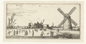Patinadores no gelo perto de um moinho perto de Penningsveer
Paisagens (título da série) de Esaias van de Velde