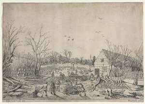A Grande Inundação de 10 de janeiro de 1624 (ou Reparando o Dique Quebrado no Rio Lek por Vianen, 1624) de Esaias van de Velde