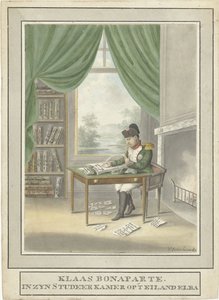 Desenho de Napoleão em seu estudo sobre Elba de Esser Wijnand