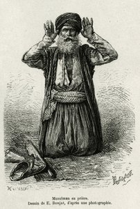 Orações muçulmanas. Gravura de E.Ronjat, para ilustrar La Syria d