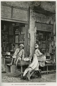 Comerciantes de pérolas em Jaffa (Israel). Gravura de E.Ronjat para ilustrar La Syria d