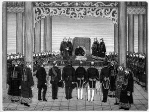 Recepção de um corpo diplomático estrangeiro pelo Imperador da China, 29 de junho de Etienne Antoine Eugene Ronjat