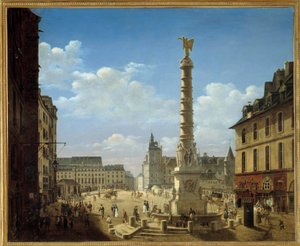 La place et la fontaine du Chatelet Pintura de Etienne Bouhot (1780-1862) 1810 Sol. 0,81x0,99 m Paris, Musee Carnavalet