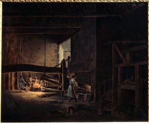 As forjas em Chatillon sur Seine (Chatillon-sur-Seine) Pintura de Etienne Bouhot (1780-1862) 1823 Montbard, Musee des Forges de Breffan