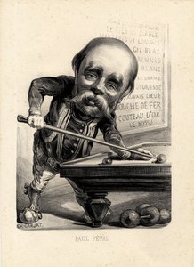 Folha voadora - Ilustração de Etienne Carjat (1826-1906): Bilhares - Feval Paul (1816-1887) de Etienne Carjat