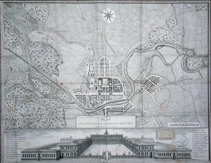 Mapa da cidade de Rastadt, seus arredores e do Schloss (gravura) de Etienne Claude Voysard