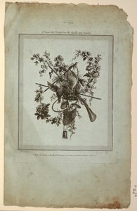 Troféu com Implementos da Caça, Placa 1 de "Suite de Trophées de Chasse", Suite VI de Etienne Claude Voysard