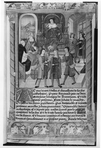 Henrique VI (1421-71) e Pierre Cauchon (1371-1442) Bispo de Beauvais e Lisieux, do Manuscrito de Diane de Poitiers (foto bw) de Etienne Collant