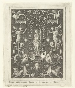 Apollo
Decorações planas com figuras de deuses numa moldura de grotescos (versão posterior) (título da série) de Etienne Delaune