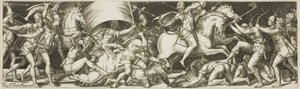 Batalha de cavaleiros e soldados de infantaria de Etienne Delaune