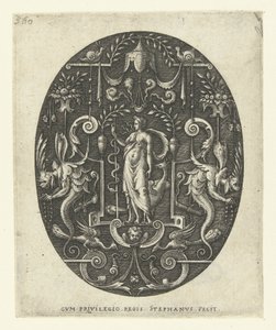Juno com pavão a seus pés Ovais com deuses, cercados por grotescos (título da série)