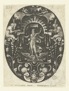 Júpiter com a sua águia a seus pés
Ovais com deuses rodeados de grotescos (título da série)