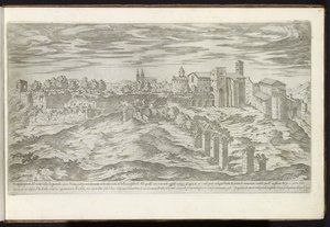 Monte Célio em Roma Bouwwerken uit de oudheid (título da série) Os vestígios da antiguidade de Roma coletados e retratos em perspectiva de Stefano Du Perac Parisino (título da série no objeto) de Etienne Duperac