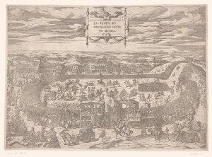 Festa papal no Testaccio em Roma em 1534
La festa di Testaccio fatta in Roma (título sobre o objecto)