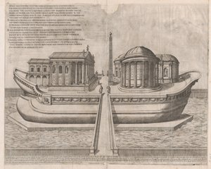 Espelho da magnificência romana: Templos na Ilha do Tibre, 1582., 1582 de Etienne Duperac