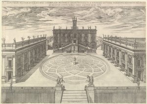 Vidro romano Vista magnífica do Capitólio romano, 1569.