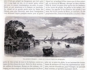 Vista geral de Banguecoque. Desenho de E. Bocourt. de Etienne Gabriel Bocourt