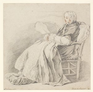 Estudo para LAccouchée, c.1750 (giz no papel)