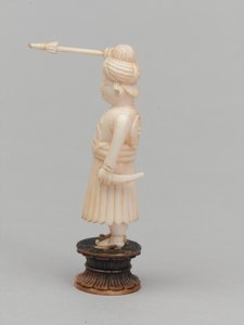 Peão preto, peça de xadrez, Índia, 1820 cerca de Etienne Lenoir
