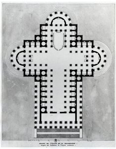 Projecto para a Igreja da Madeleine. Desenho. Arquitetura de Etienne Louis Boullee (Etienne-Louis Boullee), arquiteto francês (1728-1799).