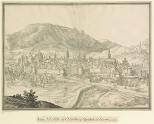 A cidade de Chambery  Capital da Saboia: Veüe de la Ville de Chambéry Capital da Saboia, em 1618