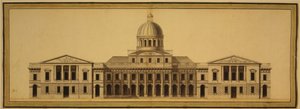 Design para o Capitólio dos EUA, 1793 (tinta, lavagem e aquarela sobre papel) de Etienne Sulpice Hallet