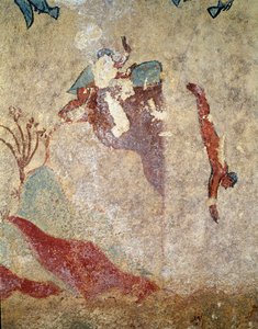 Um mergulhador. (Detalhe do fresco, 520-510 a.C.) de Etruscan