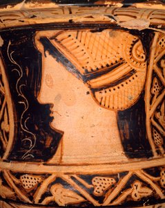 Detalhe de um krater em forma de cálice da Spina (Emilia Romagna). Civilização Etrusca, Século IV AC. de Etruscan