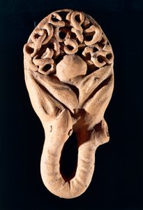 Civilização etrusca, Oferta votiva de Terracota representando um intestino, De Tessennano, Região Lazio, Itália de Etruscan