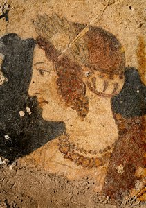 Cabeça de uma jovem mulher, Velia, do túmulo do Orcus (pintura de parede)